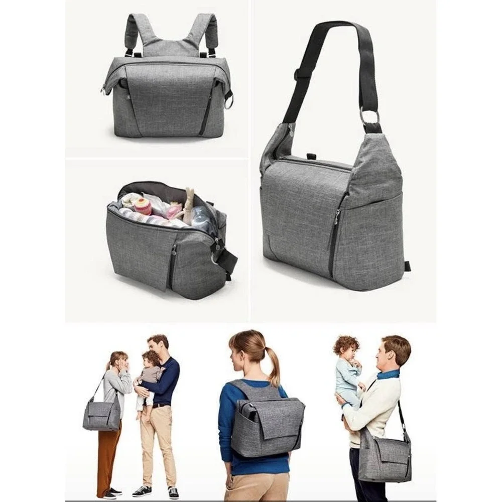 Premium Stokke 2-Way DiaperChanging Bag/ Backpack (Gray Melange -Model‎ 457104)